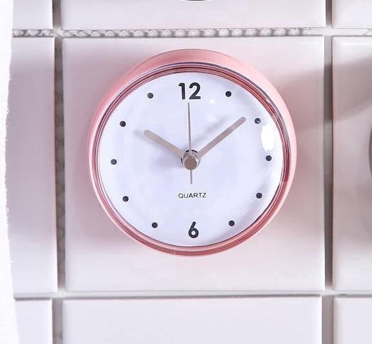 Badkamerklok - Wandklok Keuken - Tijd Bijhouden - Waterbestendig Ontwerp - Roos Wit