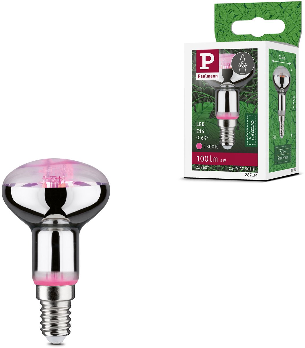 Grow Green Edition Filament 230 V LED-reflector E14 R50 R50 100lm 4W 1300K Zilver, Groeilicht