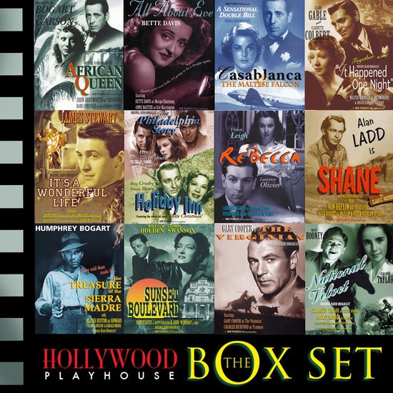 Hollywood Playhouse Box Set met covers van klassieke films zoals African Queen, Casablanca en Shane.