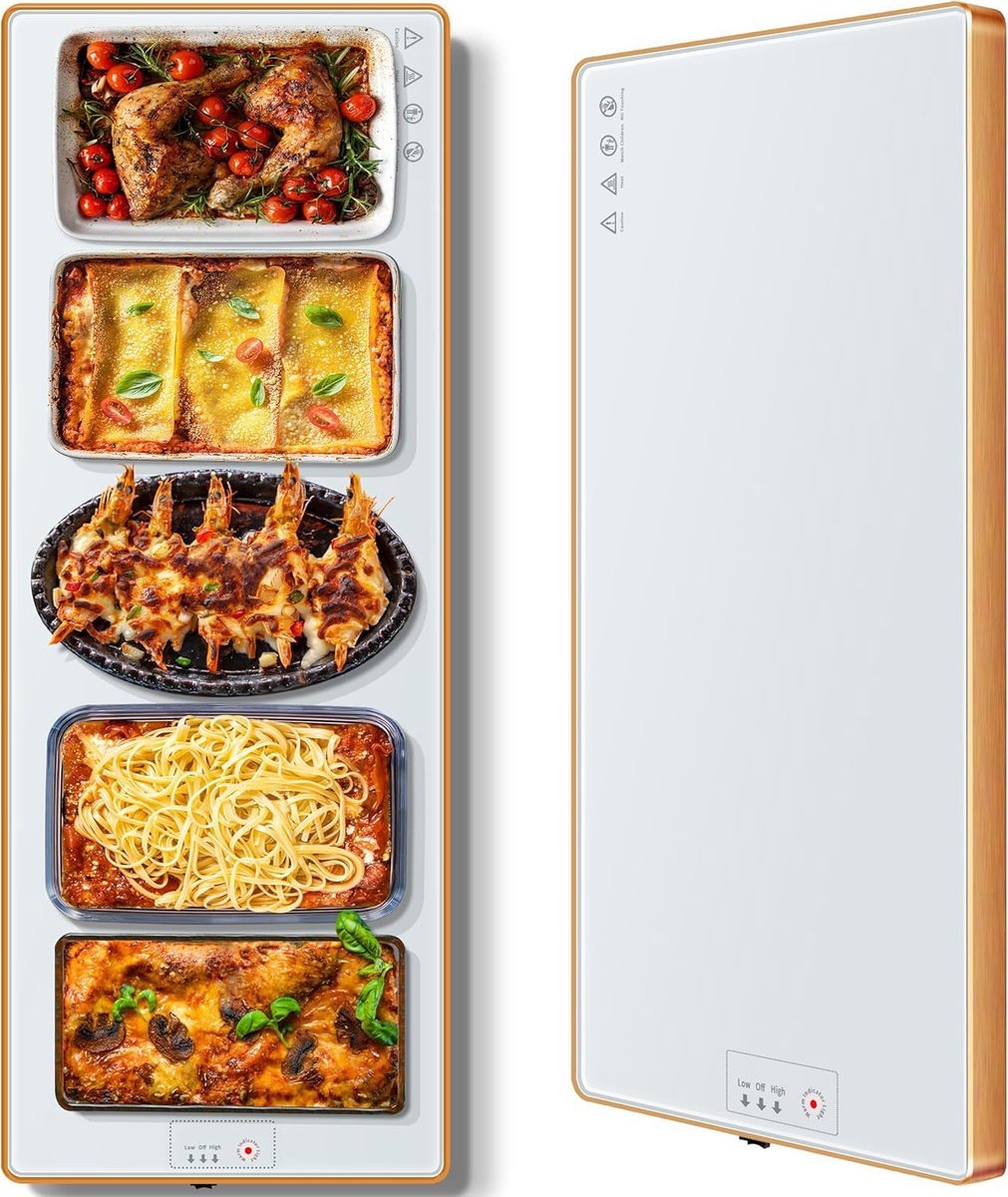 Elektrische Warmhoudlade - Voedselverwarmer - Buffet Bijeenkomsten - Volledige Oppervlakte Verwarming - Extra Lang 102x30cm - Wit