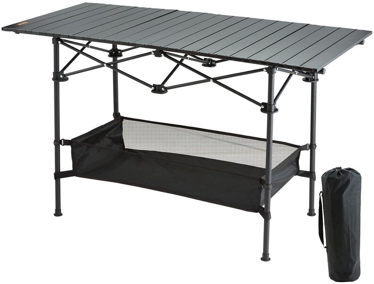 Klaptafel - Inklapbare tafel - 45.3x21.7x27.6 inch - Opvouwbare Tuintafel - Glad Tafelblad - Vouwtafel - Opvouwbare kampeertafel - Draagbare reistafel voor buiten - Lichtgewicht - Opvouwbare picknicktafel - Ultracompact - Zwart
