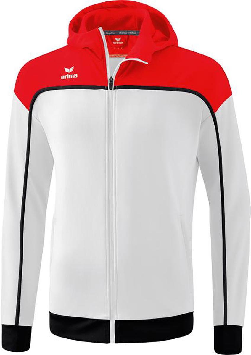 Erima Change Trainingsjack Met Capuchon Kinderen - Wit / Rood / Zwart | Maat: 152