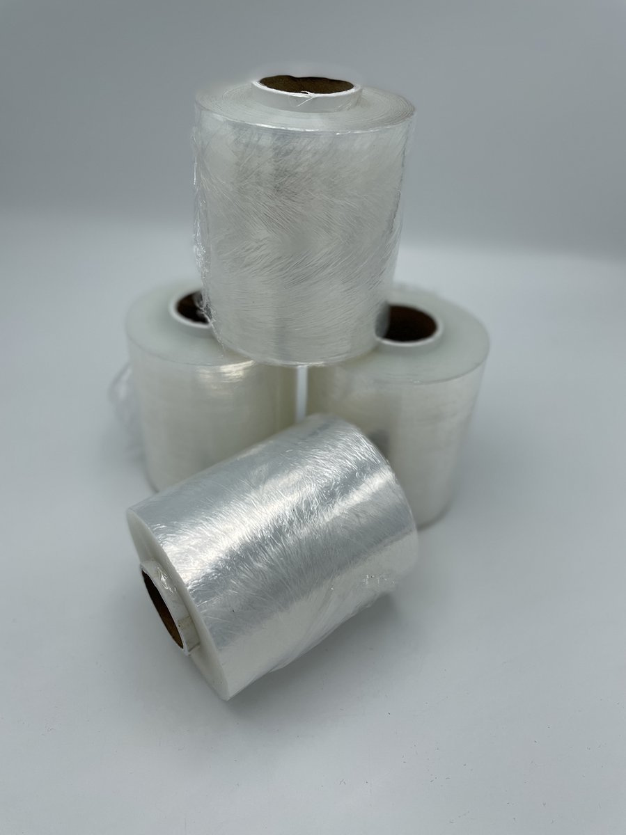 Mini-Stretchfolie 10cm breed x 150m lang- 23mic - 6 Rollen - Transparant - Bundelfolie - Minirollen
