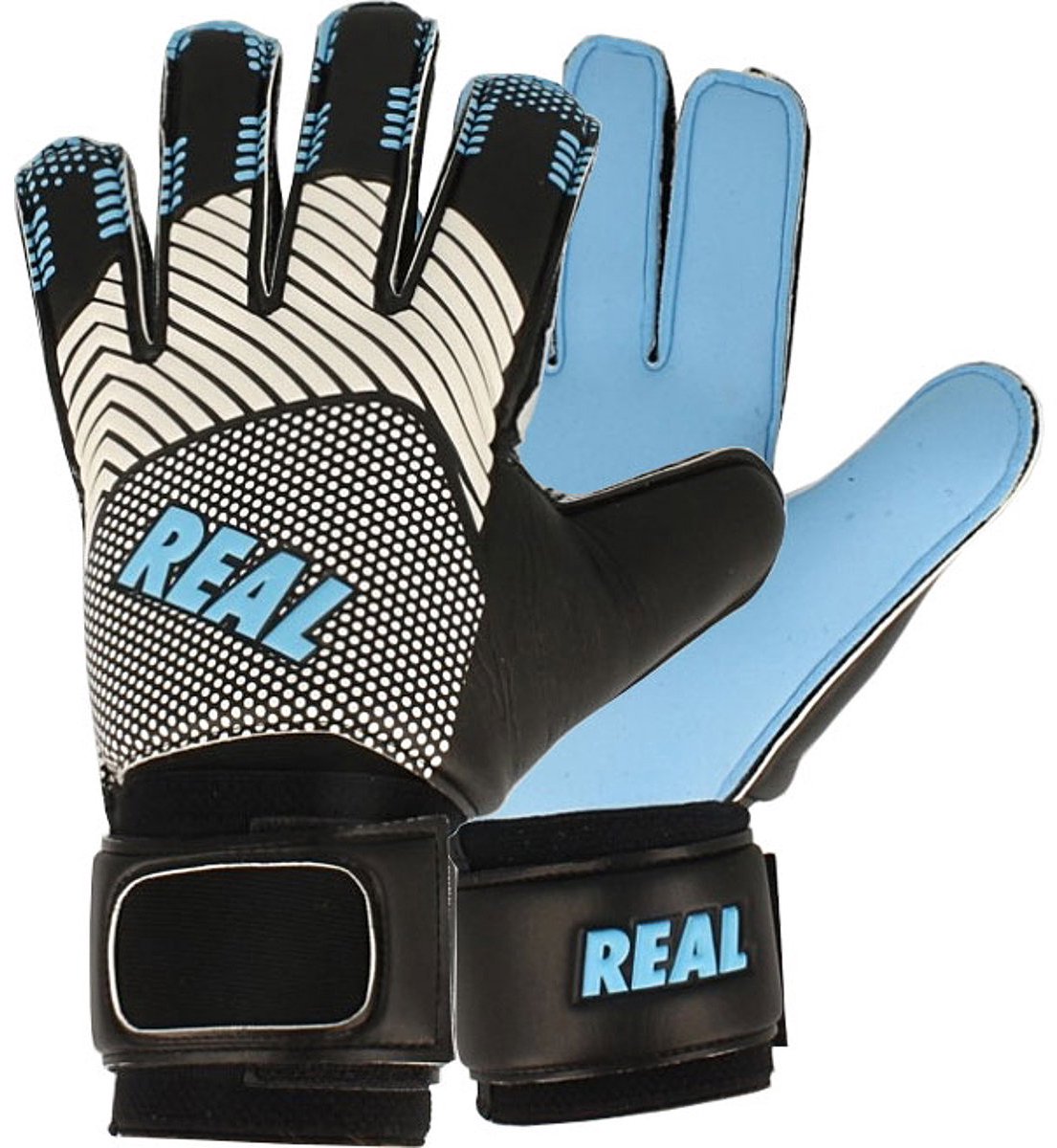 Real Aqua Keepershandschoenen Kinderen - Zwart / Lichtblauw | Maat: 7,5