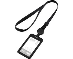ID-kaarthouder - Kaartenhoes Sleutelband - Werk Kantoor - Waterdicht Stofbestendig - 11x7 cm - Zwart