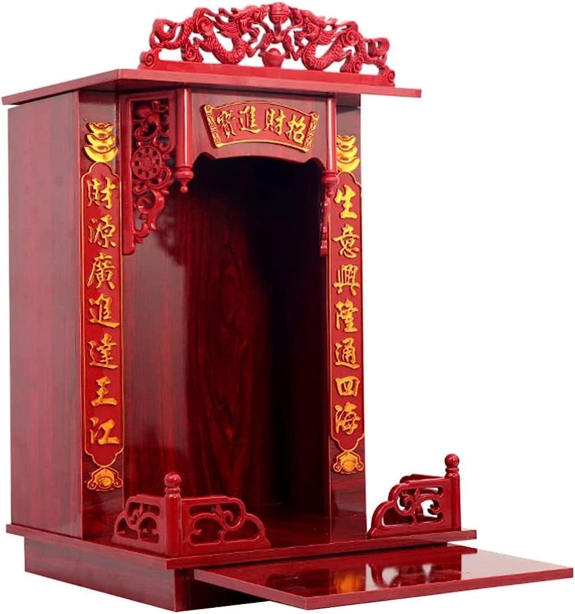 Boeddhistisch Altaar - Houten Plank - Meditatie Ruimte - Stijlvolle Decoratie - 18 inch Breed - Rood