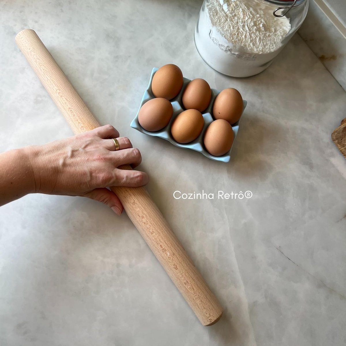 Pastahout Buikjes - Deegroller - Brood Bakken - Traditioneel Ontwerp - 50 cm Lengte - Beige