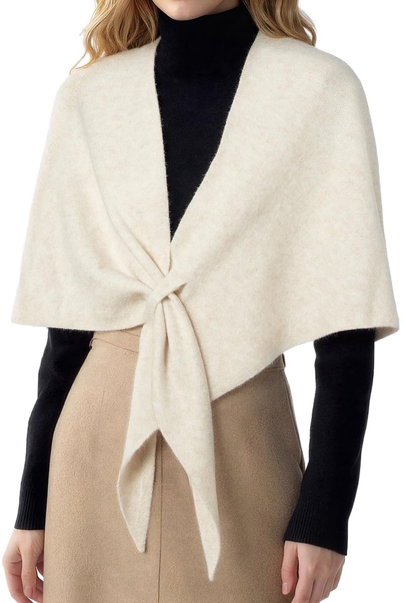 Sjaals voor dames, gebreide sjaals, effen sjaals, lichtgewicht sjaals voor herfst en winter, kleding, Beige