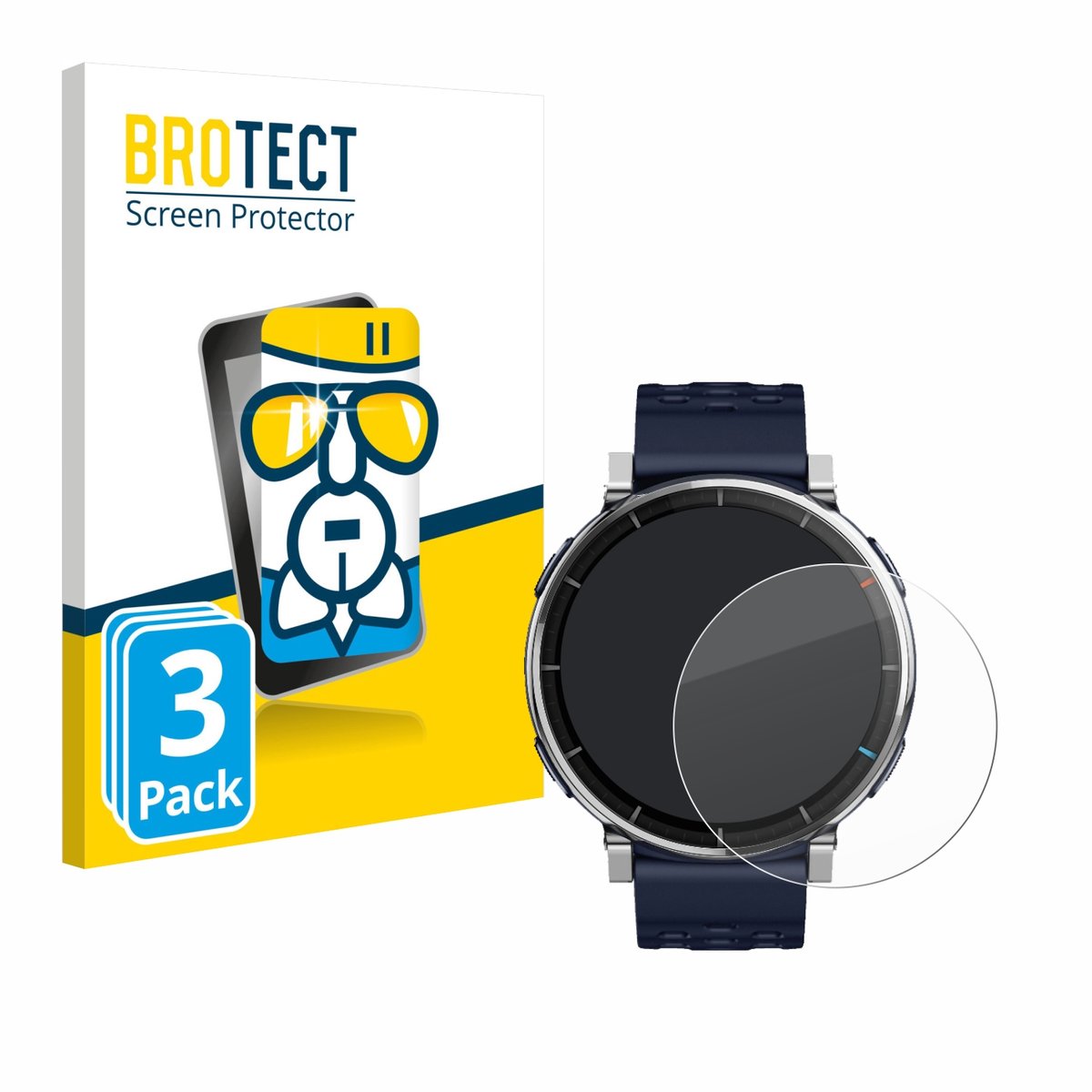 Screenprotector 3 Stuks voor Amazfit Active 3 Premium Beschermglas transparant