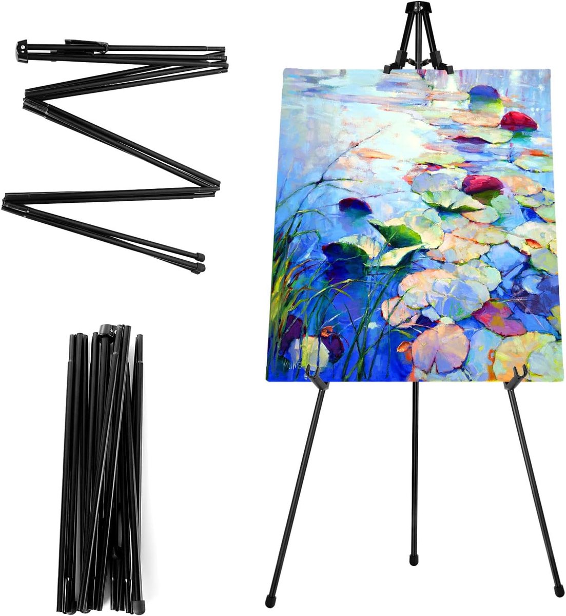 Vloer Ezel - Kunst Ezel Statief - Presentatie Display - Inklapbaar Verstelbaar - 160 cm Hoog - Zwart