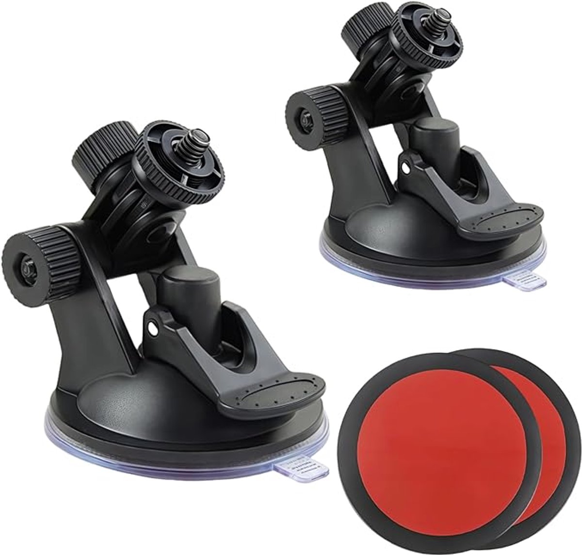 KARZO 2 stuks camera-zuignap, zuignaphouder met 2 zuignaphouders, bevestigingsplaten, 180 graden verstelbaar, universele houder voor voertuig-videorecorder, compatibel met dashcam