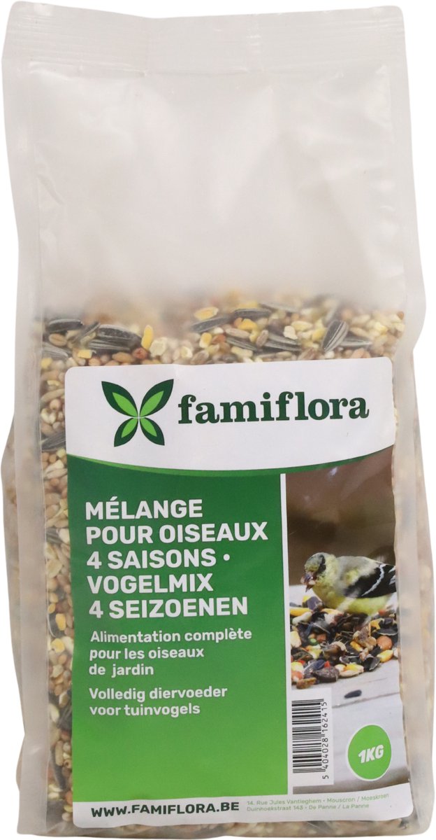 Famiflora Winter Strooivoer - 1kg - 4-Seizoenen Mengeling - Energierijk - Wintervoer voor tuinvogels - Vogelvoer