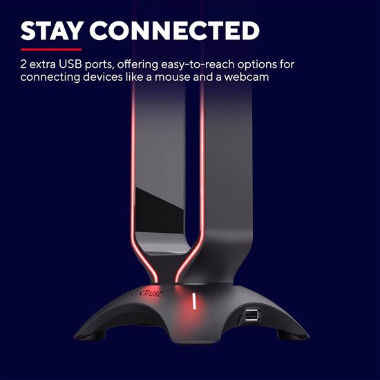 Headset Standaard - Koptelefoon Houder - Gaming Setup - Met USB Poorten - 25.5 cm Hoog - Zwart — afbeelding 2