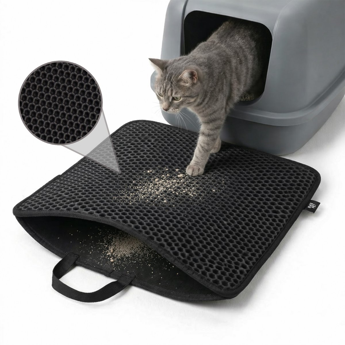 Kattenbak Mat - Kattenmat - Grit Opvanger - Schoonloopmat Kattenbak - Uitloopmat - Kattenbak Accessoires - Katten Benodigdheden - PetVille Zwart