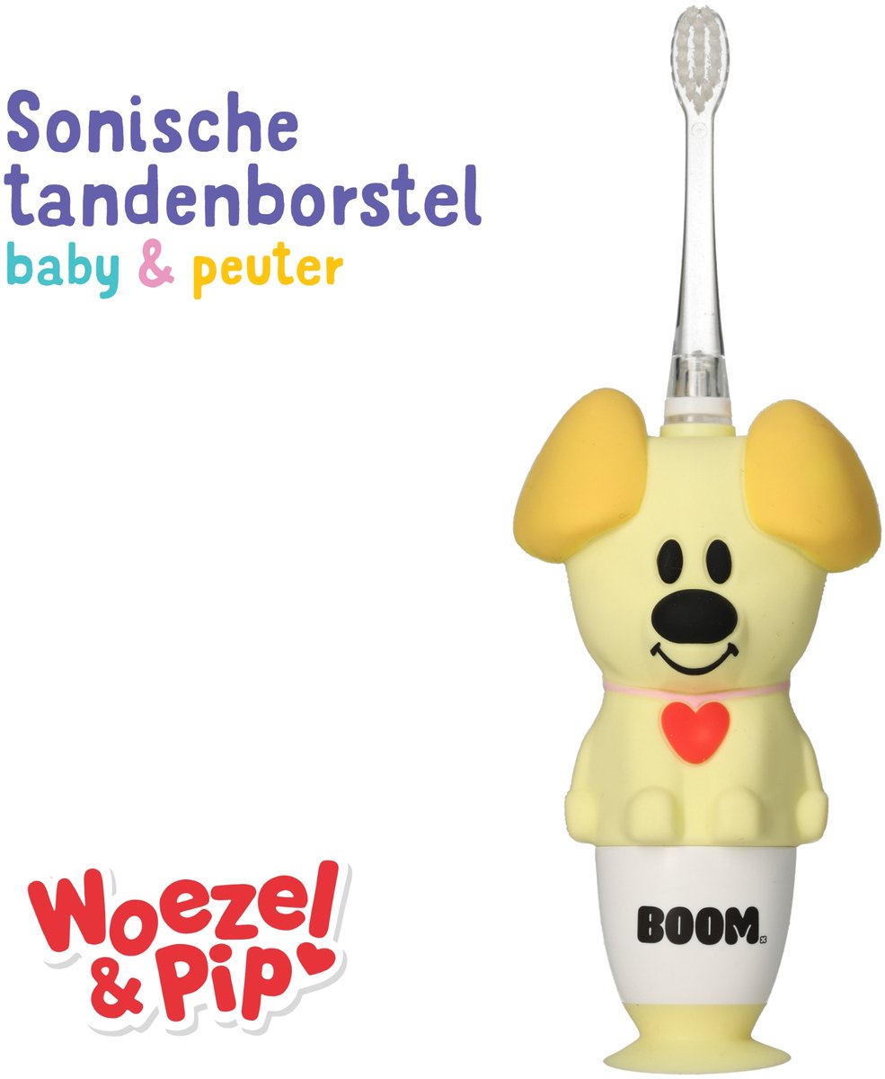 BOOM - Woezel & Pip Elektrische Tandenborstel Kind (Baby & Peuter) - 3-48 maanden - LED-lampje - 2 Borstelkopjes inbegrepen