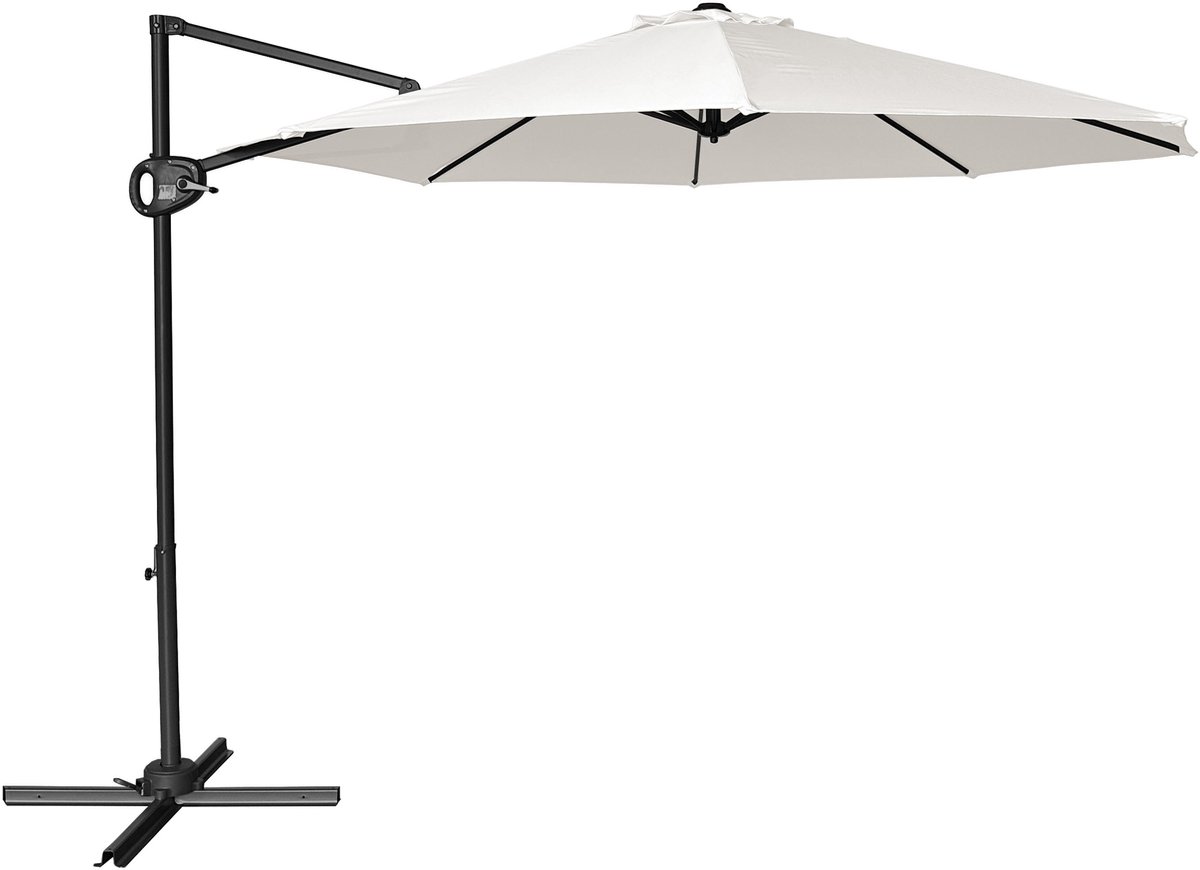 AXI Solea Zweefparasol Ø 300cm Antraciet/beige incl. Hoes – Gepoedercoat frame met kruisvoet – 360° Draaibaar - UV werend doek