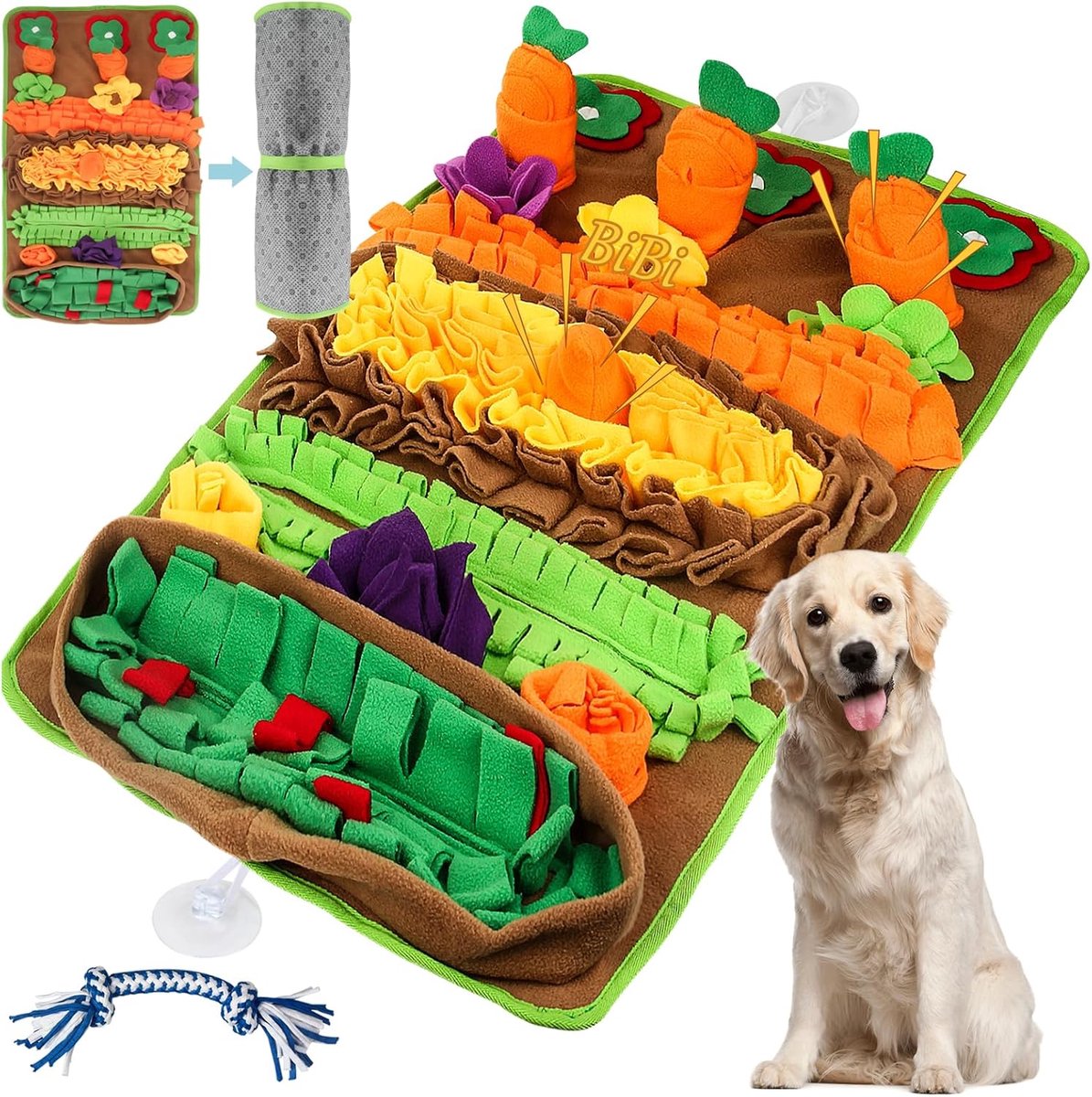 Snuffelmat Hond - Snuifmat Puppy - Langzaam Eten - Mentale Stimulatie - 80x50 cm - Geel Groen