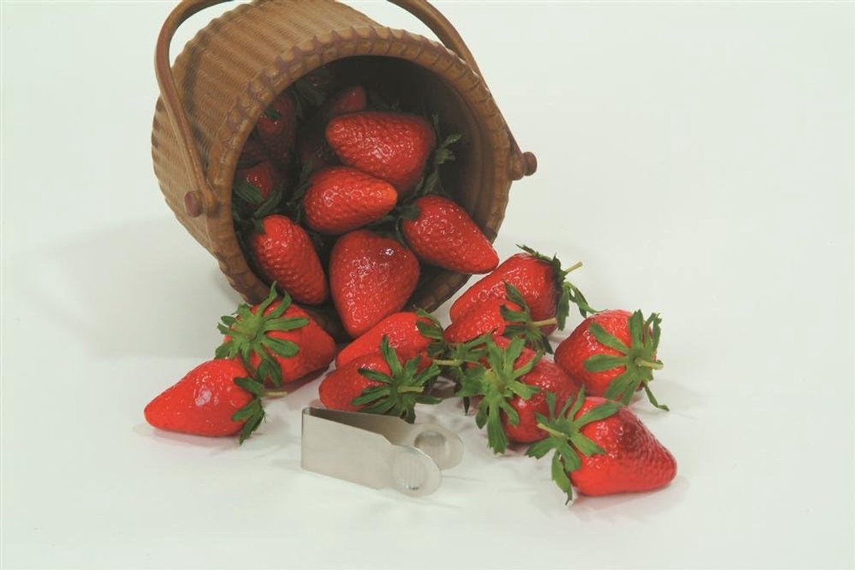 Aardbeien Ontkropper - Fruit Verwerker - Keuken Hulp - Set van Vier - Zilver