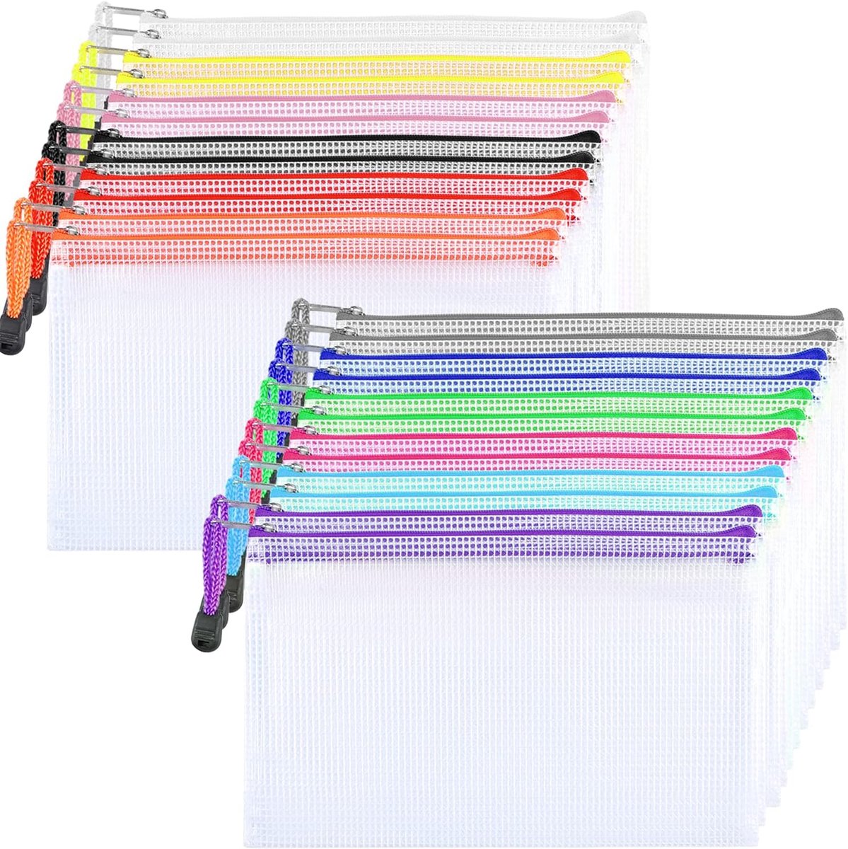 Plastic Portemonnees - Opbergzakjes Rits - Documenten Sorteren - Translucent Mesh Design - A6 Formaat - 12 Kleuren