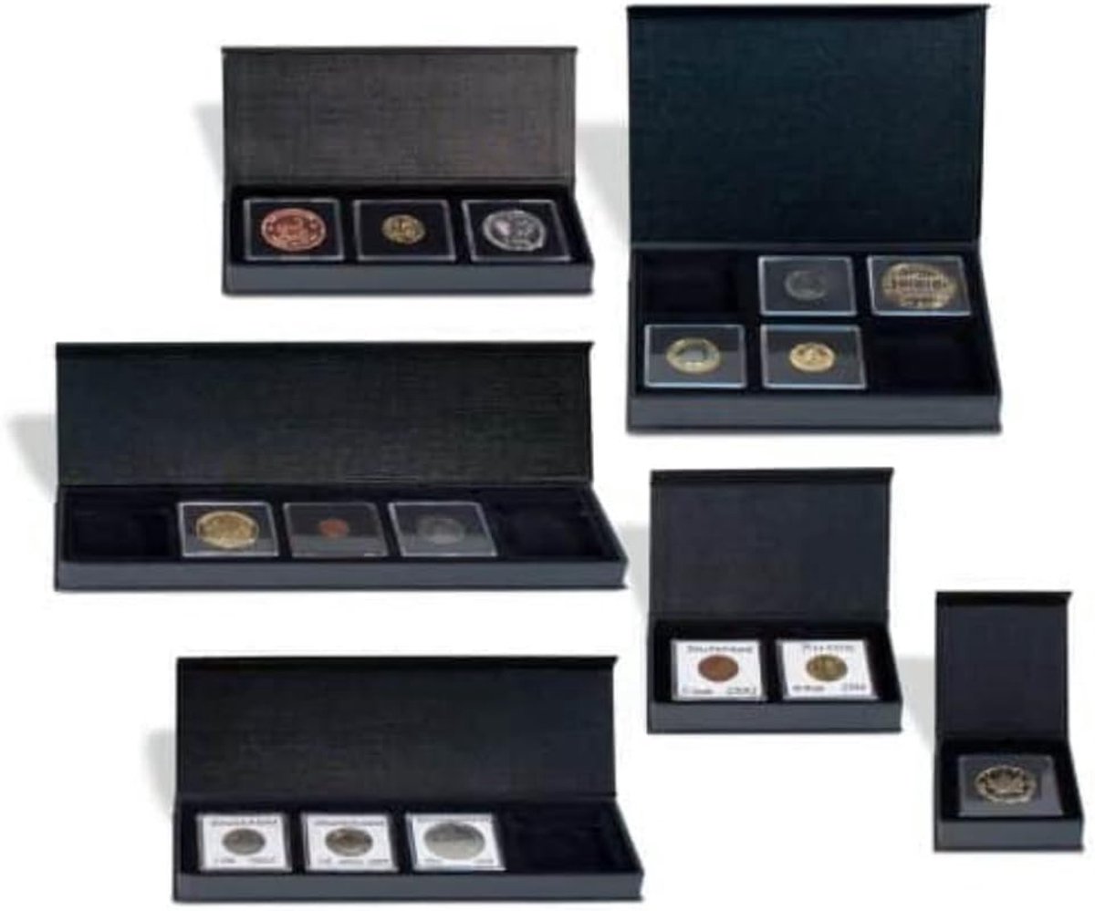 Muntendoos - Coin Display Case - Munten Presenteren - Met Opstelstandaard - 18 x 7 x 2 cm - Zwart