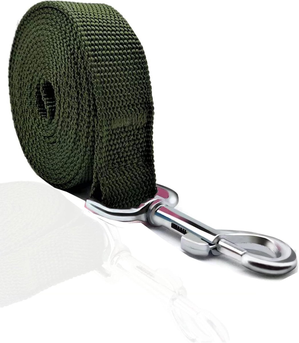 Hondenriem Nylon - Hondenlijn - Veilig Wandelen - Duurzaam Materiaal - 2.5 cm x 1.5 m - Donker Groen