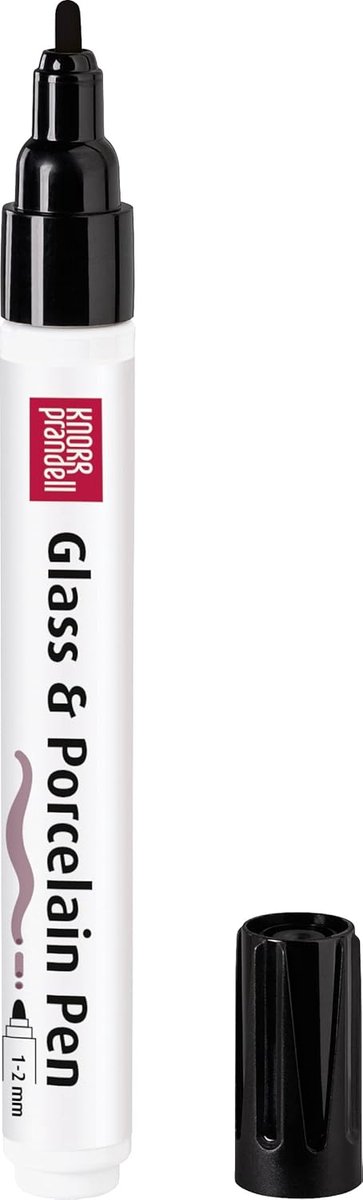 Porselein Stift - Glasverf Pen - Decoratief Schilderen - Op Waterbasis Vaatwasmachinebestendig - 1-2mm Lijnbreedte - Zwart