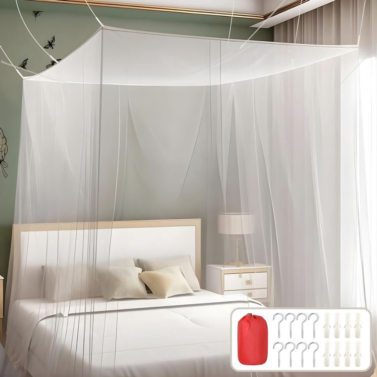 DnA® Klamboe - Klamboe 2 Persoons - Klamboe 1 Persoons - Klamboe Baby - Klamboes - Wit - 200cm x 220cm x 200cm