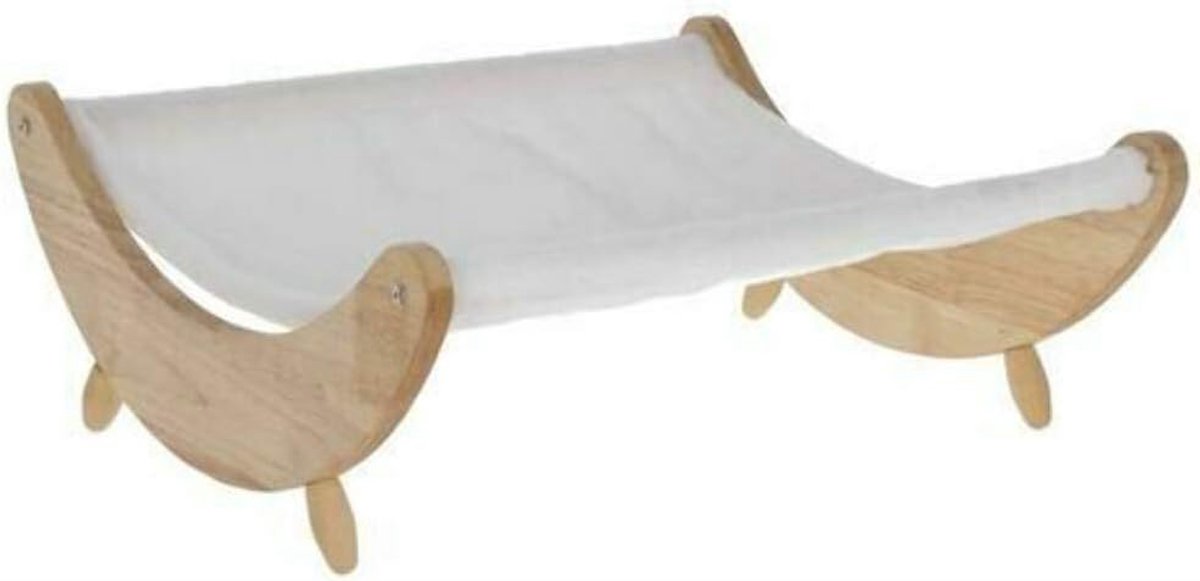 Kattenhangmat - Dierenmand - Ontspanning voor katten - Houten frame - 51x46x195 cm - Wit
