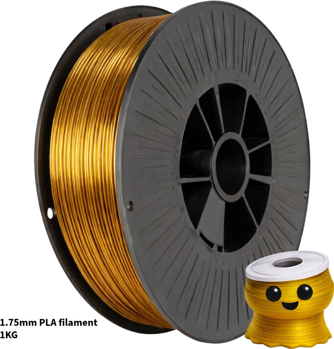 Goud PLA+ 1kg 3D Printer Filament 1.75 mm - Hoge Kwaliteit en Duurzaam - Compatibel met Creality, Bambu Lab, Esun en Andere 3D Printers - Voor 3D Printen van Prototypes, Modellen, Accessoires - voor Professioneel en Thuisgebruik — afbeelding 1