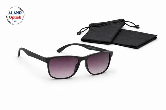 Unisex zonnebril +2,5 zwart getinte leesbril / UV bescherming / pasvorm voor smalle en normale gezichten / grijze gradient lenzen / lichtgewichtbril / dames heren / leesbril incl. doekje en etui / bril +2.5 / 23345 Aland optiek