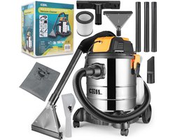 COIL Wasstofzuiger - Voor tapijten en meubelbekleding - 4-in-1 - 25L - Nat- en Droogzuiger + Wasfunctie + Blaasfunctie | Filterreinigingsfunctie I 17 kPa | 5L Detergenttank | HEPA-filter I Accessoires Set