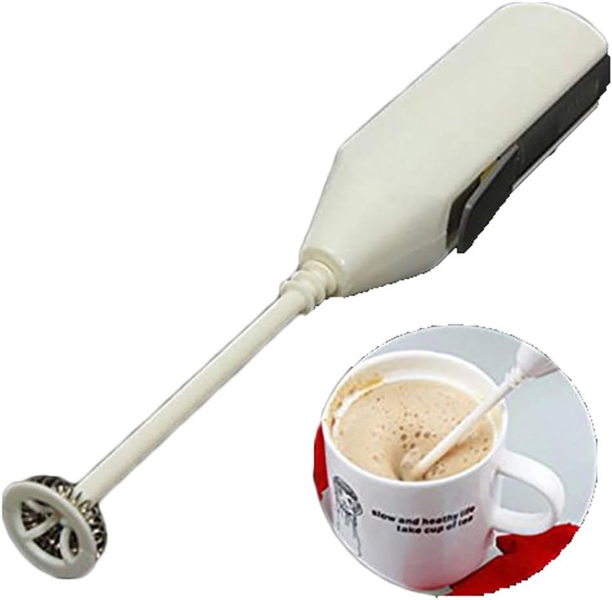 Elektrische Garde - Opschuimer Mixer - Drankjes Bereiden - Lichtgewicht Ontwerp - 19.7 cm Lengte - Zilver