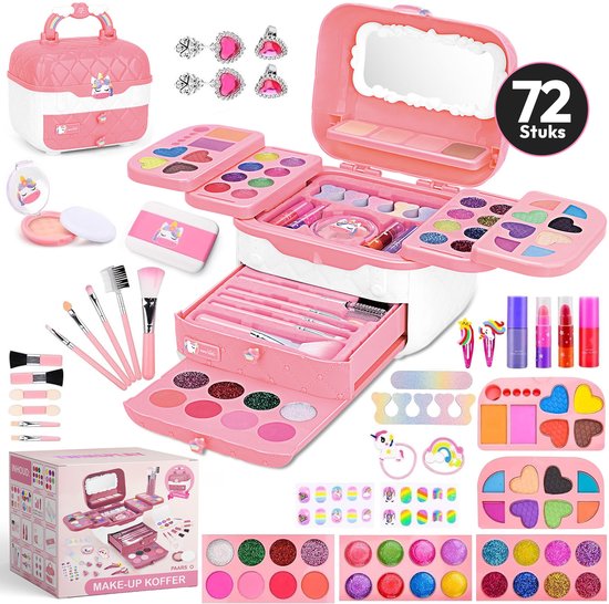 Twinsplay Kinder make up - 72 Stuks - kinder make up meisje - kinder make up koffer - kinder make up koffer - kinder make up speelgoed - kindermake-up - Roze