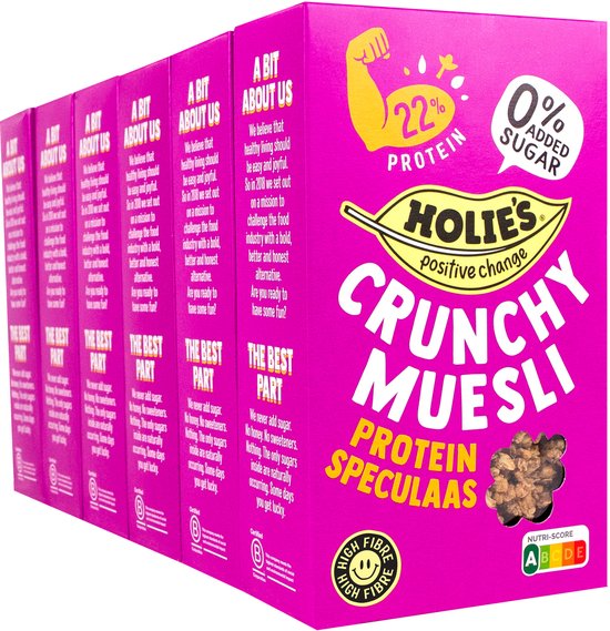 Holie's Crunchy Muesli Protein Speculaas 6x 400gr - ontbijtgranen - suikervrij - gezond - vegan