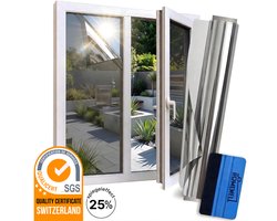 Homewell Isolerende HR+ Raamfolie 120x300cm - Statisch Zonwerende folie met Spiegeleffect - Zilver 25%