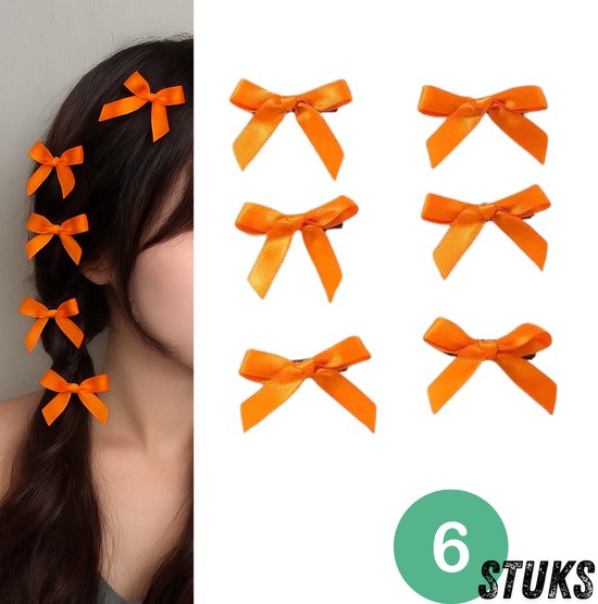 Chipa - Oranje Lint Haarclips - 6 stuks - Haaraccessoires – Haarklemmen - Haar Clips - Perfect voor Koningsdag & Feestjes – Trendy & Feestelijk - Oranje Accessoires - Koningsdag Accessoires - Unisex - Koningsdag Kleding - Kingsday