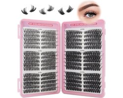Nepwimpers - 570 Stuks - Cluster Wimpers - Natural Volume - Professional DIY Lash Extension Kit - DIY Wimperextensions voor Thuis - 30/40/50/60/80/100D Krul - Mixset voor wimperclusters voor beginners, meisjes en vrouwen - Zwart