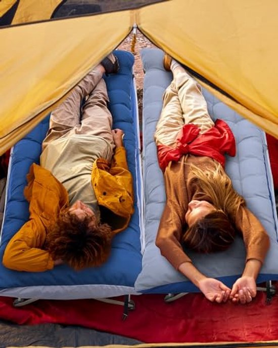 Opklapbaar veldbed met matras - Extra breed logeerbed voor binnen en buiten - 188x71 cm - Draagbaar en stevig van Merkloos — afbeelding 5