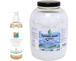 SoLMAG Voordeelset Epsom Zout 5 kg + Himalaya Magnesium Serum-Gel 200 ml - Magnesiumsulfaat 49% FCC Food Grade - Voetenbad Badzout - Epsomzout - Epsom Salt - Sal de Epsom - Bitterzout - Magnesium Serum Voeten en Spieren - Magnesium slapen