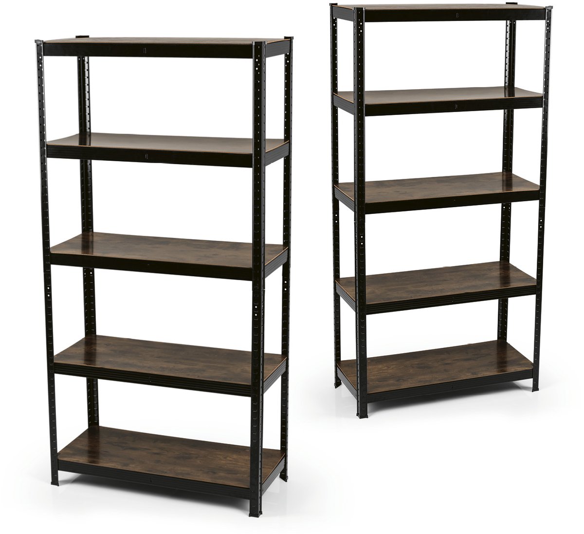 EASYmaxx staande rekken in industrieel design, set van 2, 180x90x40 cm | Boekenrek met een draagvermogen van 875 kg | Magazijnrek – 175 kg per legbord | Rek – 5 verstelbare legborden voor meer orde in de woonkamer, keuken en kantoor