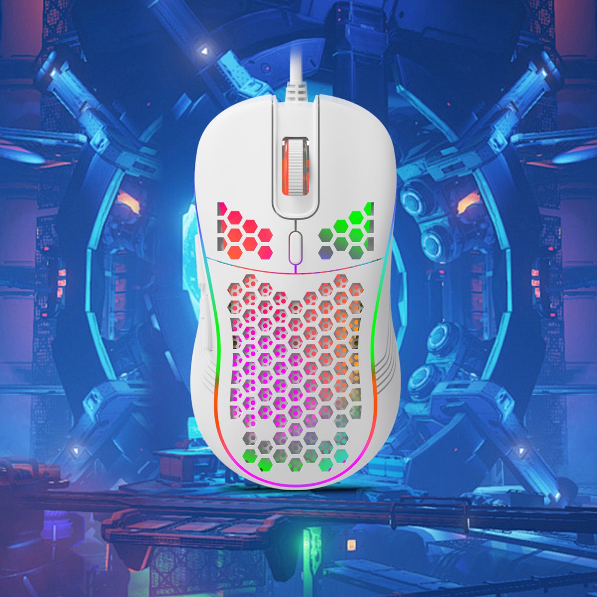 Gaming Muis 7200 DPI RGB Bedraad – Ergonomisch Honeycomb Design, Lichtgewicht USB Muis – voor gaming & kantoor