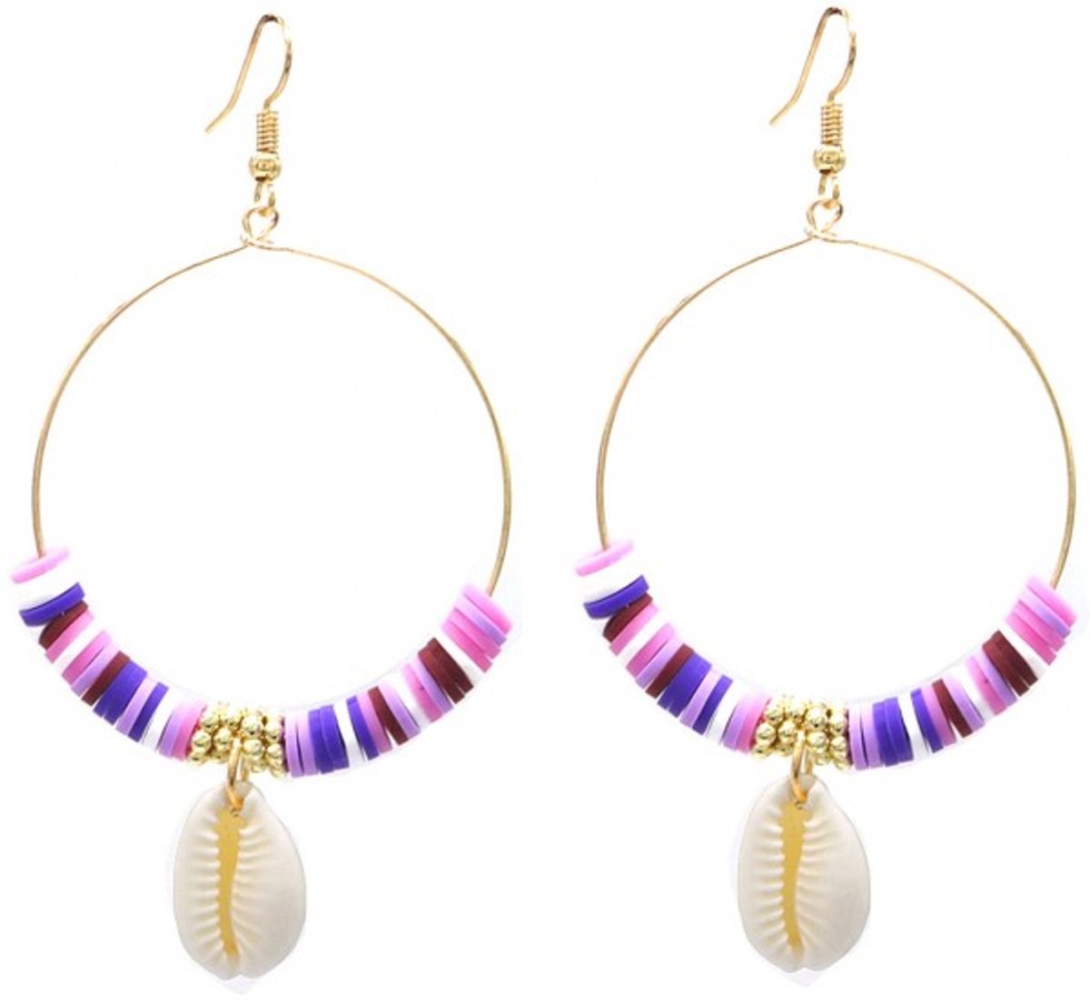 She life style - Oorbellen Schelp - 8 x 4,5cm - Paars