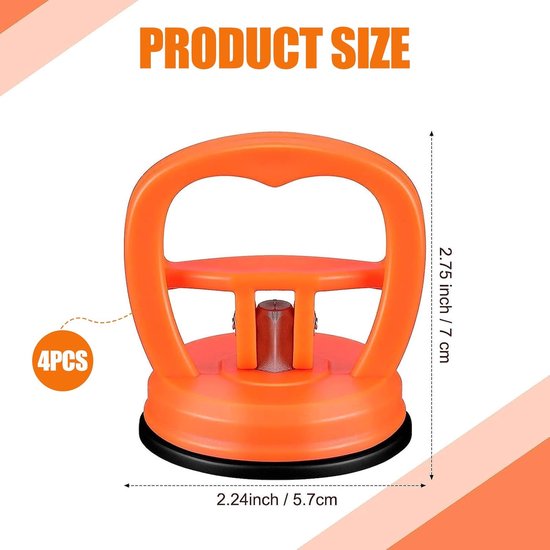 Zuignappen Set - Reparatiedopjes - Deuk Verwijderen - Sterke Zuigkracht - 55x66mm - Oranje van Merkloos — afbeelding 4