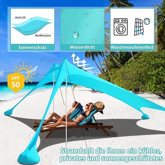 Grote Strandtent met Zonbescherming voor Camping en Outdoor Activiteiten van Eurotrail — afbeelding 2