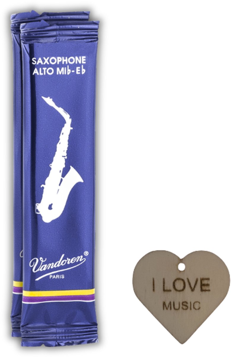 Vandoren Traditional Alt Sax Rieten 2.5 – 2 Stuks – Saxofoon Riet – Inclusief Specter Sleutelhanger