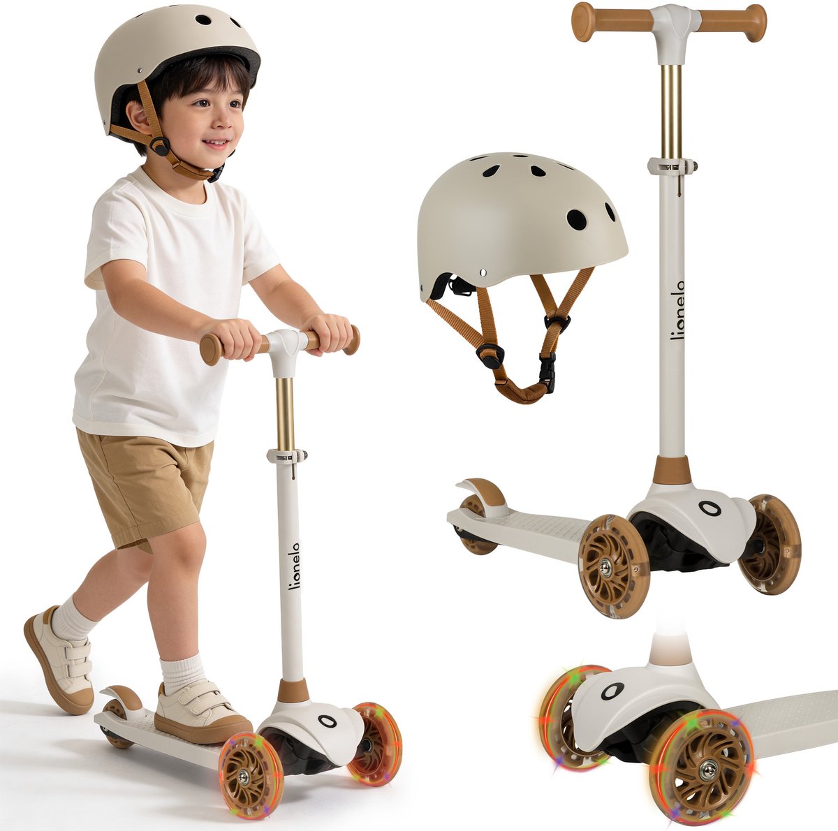 LIONELO Timmy – Trottinette équilibre 3 Roues – Dès 3 Ans Jusqu’à 50 Kg – Hauteur Réglable – Plateforme LED – Frein – Roues LED