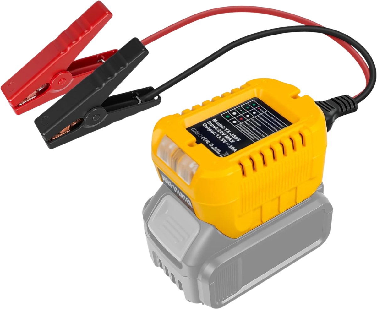 Krylanso® - Jumpstarter voor DeWalt XR 18V-accu - Met LED Verlichting en 11 AWG Kabels - Accubooster Auto en Motor - Autostarthulp