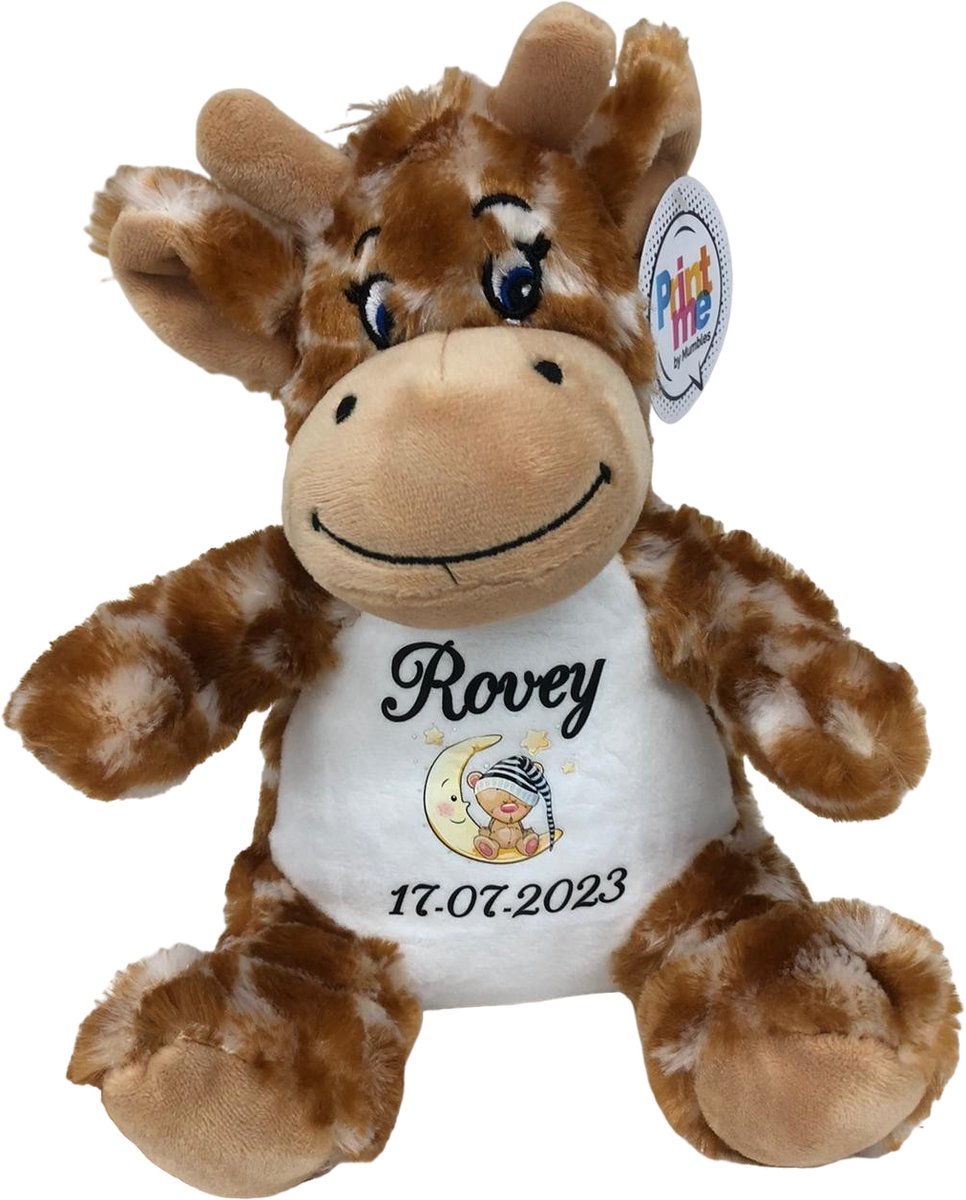 Giraffe knuffel - gepersonaliseerd - kraamcadeau - naam - geboortedatum - Mumbles