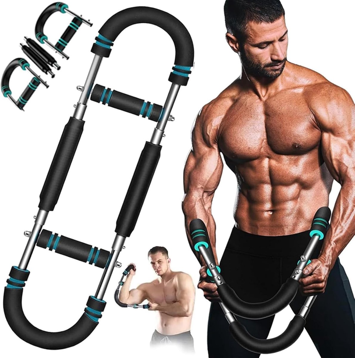Arm Trainer - Muscle Pump - Borstspieren - Borst Trainer - Fitness Apparaten Krachttraining - Abdominal Trainer - Fitness Trainer - Fitness voor Boven - Krachttraining Apparaat - Zwart en Blauw - 40-50 Kg - van Imperatoris