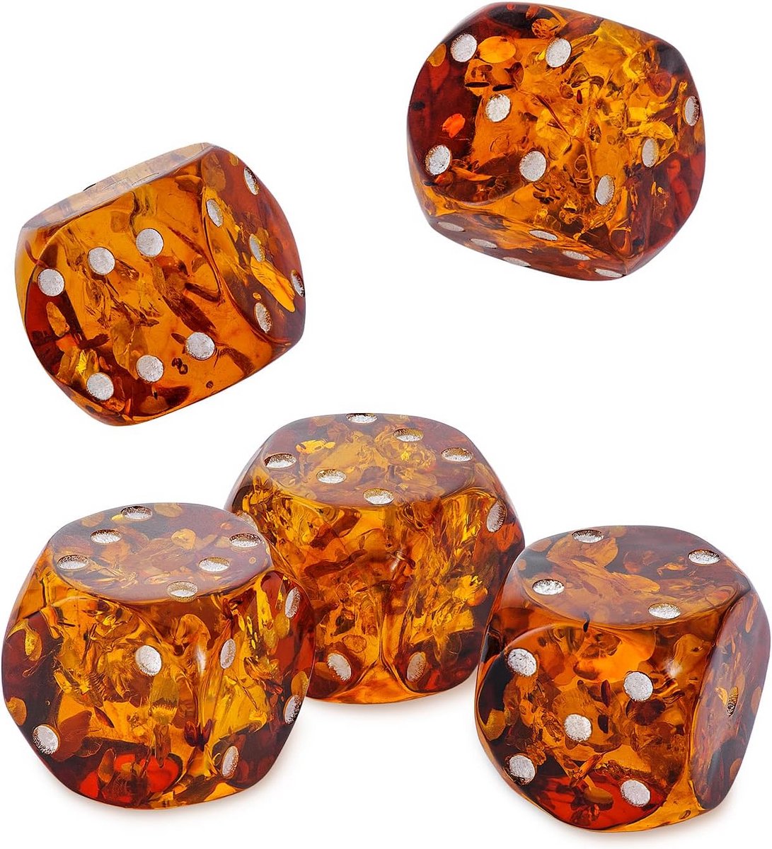 Set van 5 Luxe Amber Kleurige Dobbelstenen - Standaard Formaat 17mm